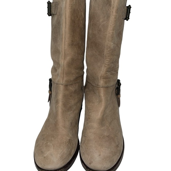 Cole Haan Women's Boots Size 7.5B Tan Suede Mid Calf Pull On Buckle Adjustable - Picture 2 of 16